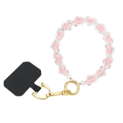 FAIRPLAY Cordino Gioiello Laccetto Bracciale Ciondolo Phone Strap 30cm (Perline Cuore Rosa)	